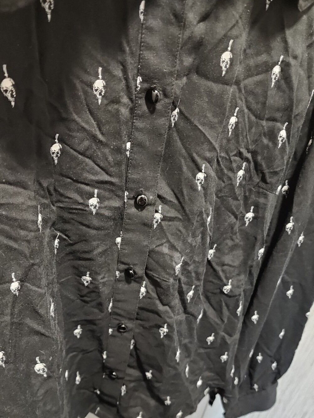 Killstar x Wednesday Black Skull Print Button-Up Blouse | Goth Alternative - 3xl - Picture 3 of 8